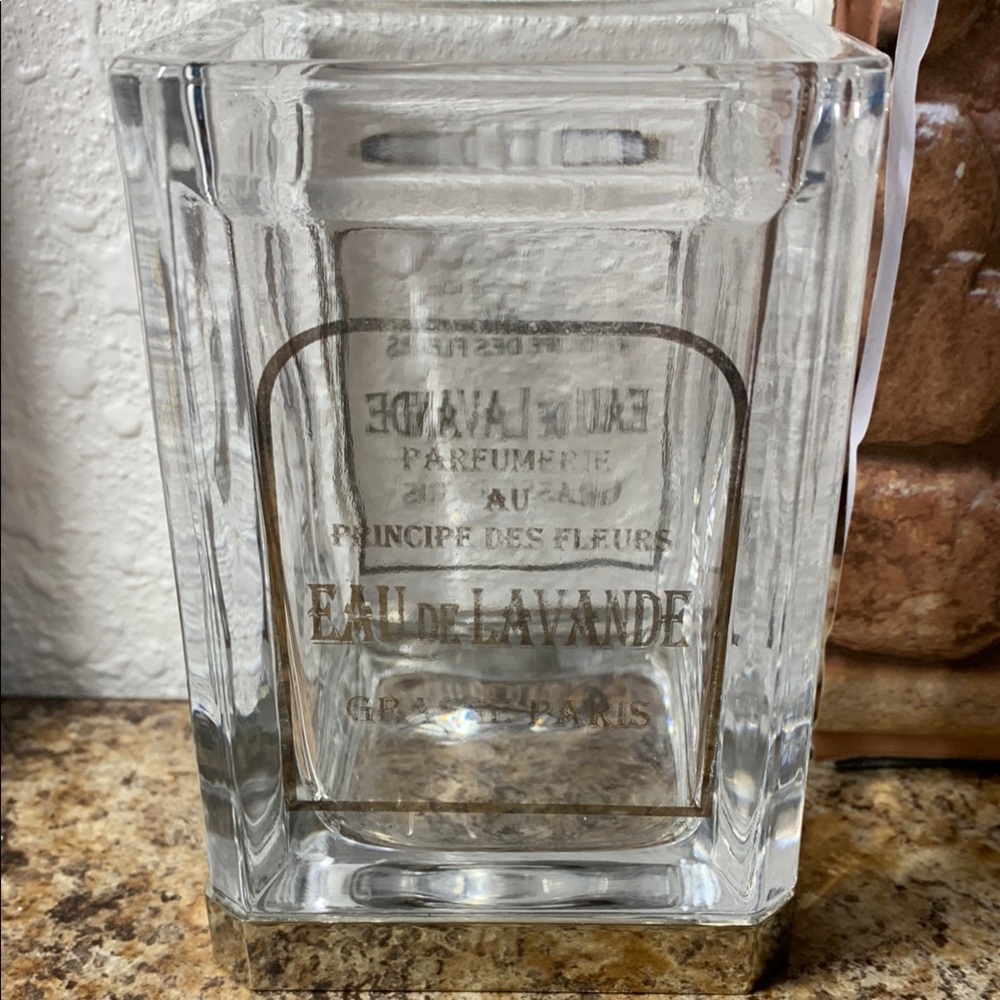 Vintage Parfumerie Au Principe Clear (4")Glass PerfumeContainer With Silver Trim